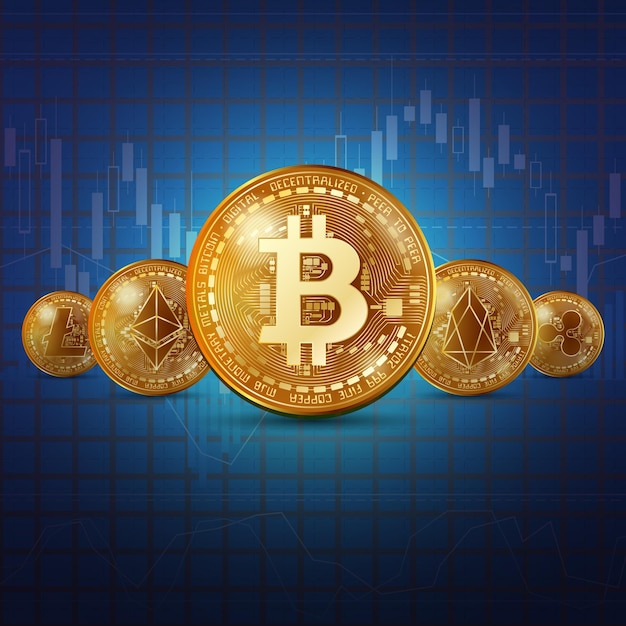 Sfondo di monete d'oro di criptovaluta
