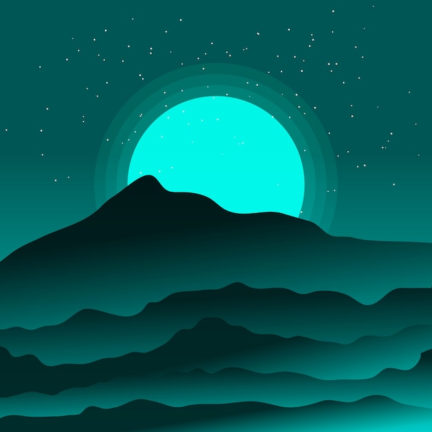 Sfondo di montagna con paesaggio notturno