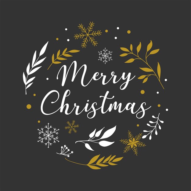 Sfondo di Natale allegro con tipografia, scritte. Modello di biglietto di auguri semplice minimalista
