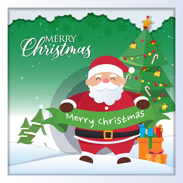 Sfondo di Natale con Babbo Natale e Buon Natale