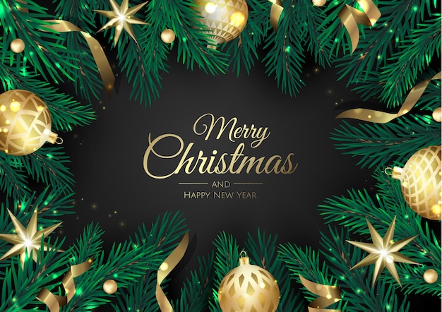 Sfondo di Natale con pino e palline