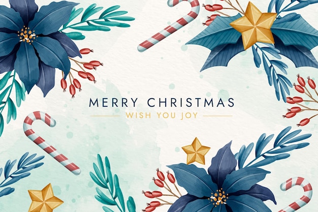 Sfondo di Natale in acquerello con fiori