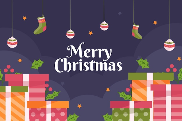 Sfondo di natale piatto con regali