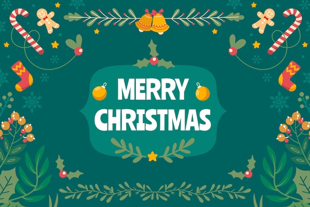 Sfondo di natale piatto disegnato a mano