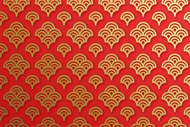 Sfondo di ornamento orientale tradizionale cinese, modello di nuvole dorate rosse senza soluzione di continuità. illustrazione vettoriale