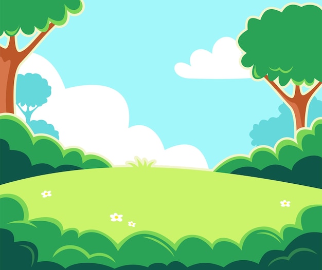 sfondo di parco verde a cartone animato piatto