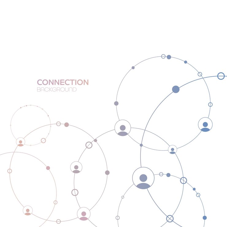 Sfondo di rete. Connessioni con punti, linee e icone di persone