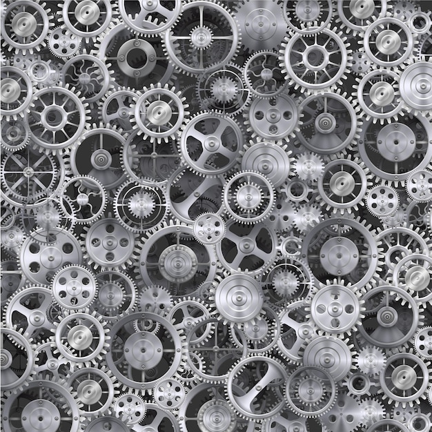 Sfondo di ruota dentata realistica in metallo