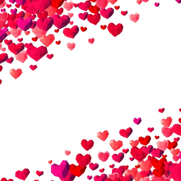 Sfondo di San Valentino con cuori sparsi triangolo