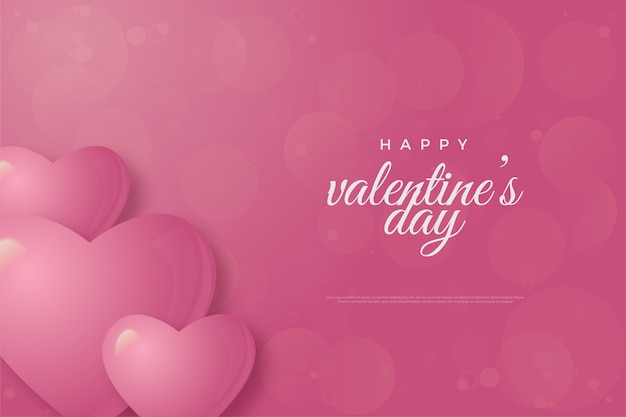 sfondo di San Valentino con palloncini rosa amore su sfondo rosa.