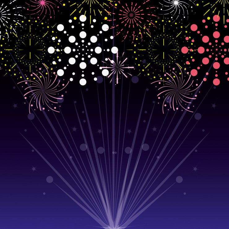 Vettore sfondo di scena celebrazione fuochi d'artificio