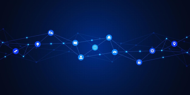 Sfondo di tecnologia dell'informazione con elementi infographic e icone piane