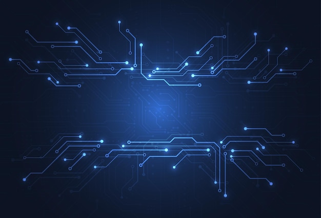 Sfondo digitale astratto con tecnologia a circuiti stampati Illustrazione della scheda madre elettronica Concetto di comunicazione e ingegneria Illustrazione vettoriale