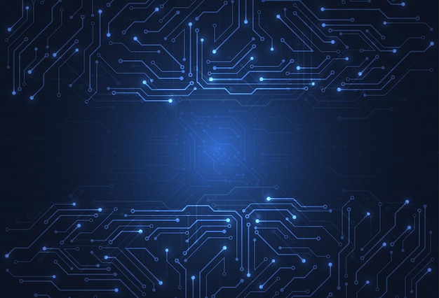 Sfondo digitale astratto con tecnologia a circuiti stampati Illustrazione della scheda madre elettronica Concetto di comunicazione e ingegneria Illustrazione vettoriale