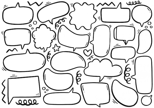 sfondo disegnato a mano Set di nuvoletta carino in stile doodle