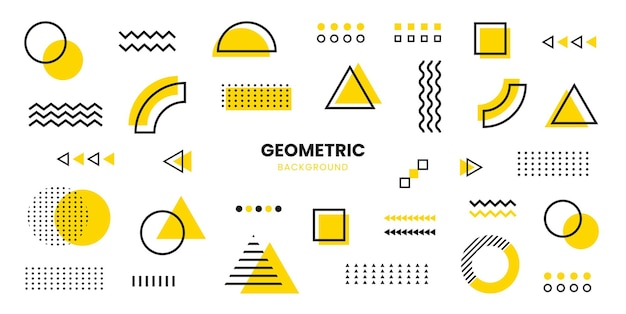 Sfondo geometrico nero e giallo. Design del modello di copertina minimo per il web.