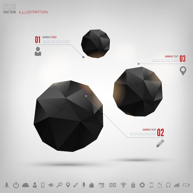 Sfondo geometrico poligonale astratto con elementi triangolari di icone web