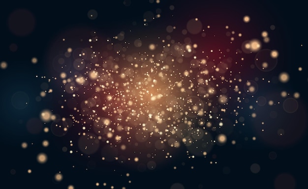 Sfondo glitter oro vettoriale Particelle dorate che cadono trasparenti Magico e lussuoso Natale o design di sfondo per feste