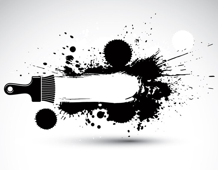 Vettore sfondo grunge decorativo dipinto a mano realizzato con pennellate di sbavature. il disegno nero del tema del rinnovamento artistico può essere utilizzato nella progettazione grafica. illustrazione dello strumento pennello.