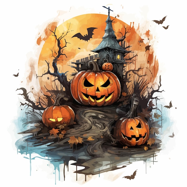sfondo halloween con zucca e pipistrelli