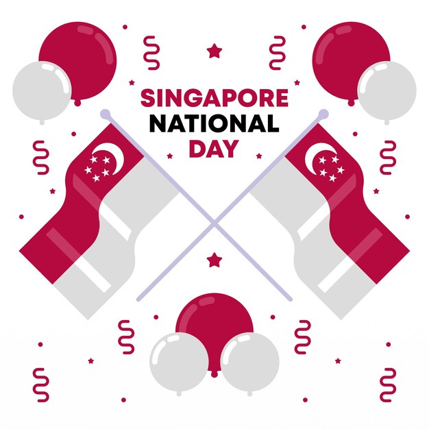 sfondo illustrativo piatto della giornata nazionale di Singapore