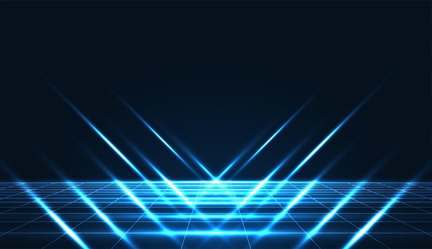 Sfondo in stile cyberpunk retrò. Sfondo fantascientifico. Paesaggi di griglia di luce al neon