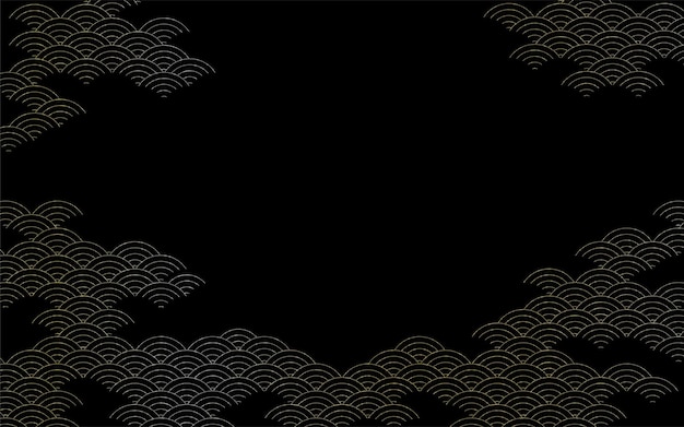 Sfondo in stile giapponese con spazio di copia Illustrazione vettoriale delle nuvole con motivo a scacchi giapponese