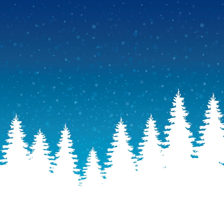 Vettore sfondo invernale alberi e cielo