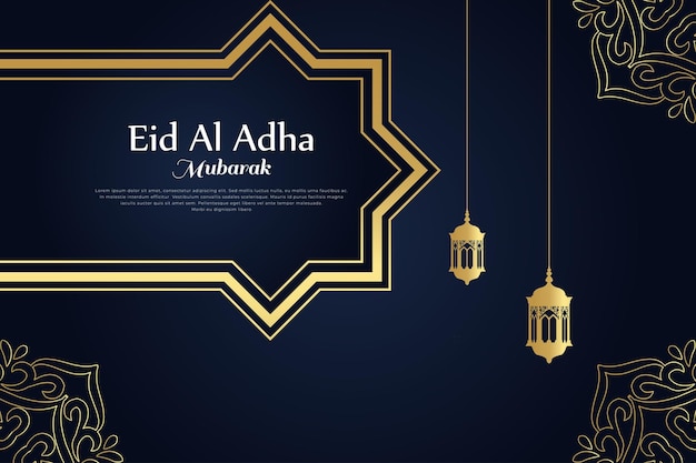 sfondo islamico blu eid al adha mubarak