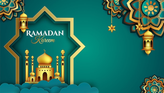 sfondo islamico moderno per ramadan ed eid mubarak