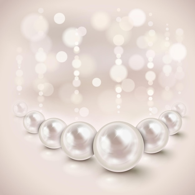 Sfondo lucido di perle bianche con effetti di luce