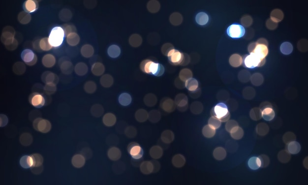 Sfondo luminoso blu festivo con luci colorate bokeh bagliori che volano particelle incandescenti polvere