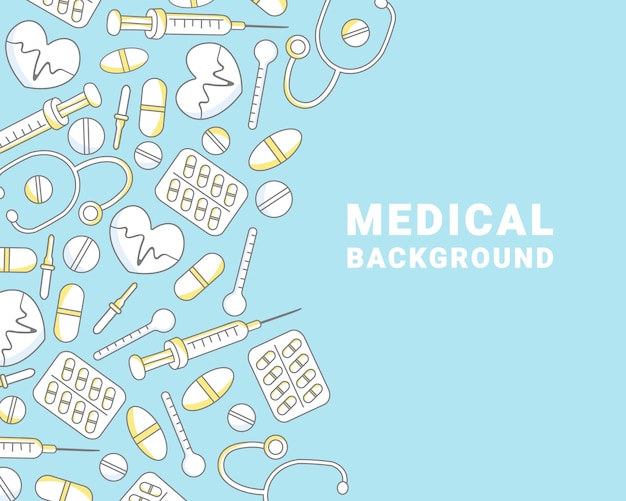 Sfondo medico con elementi di medicina tradizionale situati a sinistra