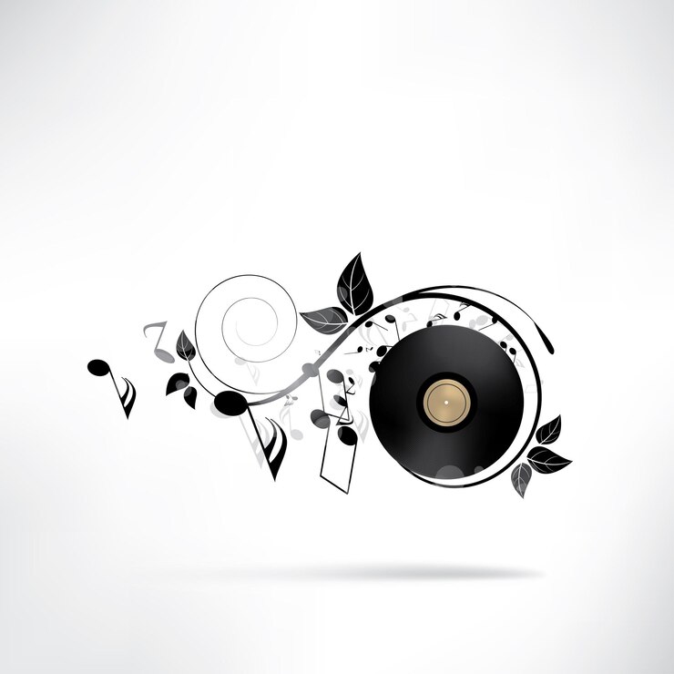Vettore sfondo musicale astratto con note