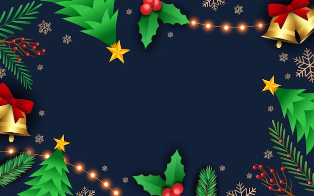Sfondo Natale con decorazione realistica