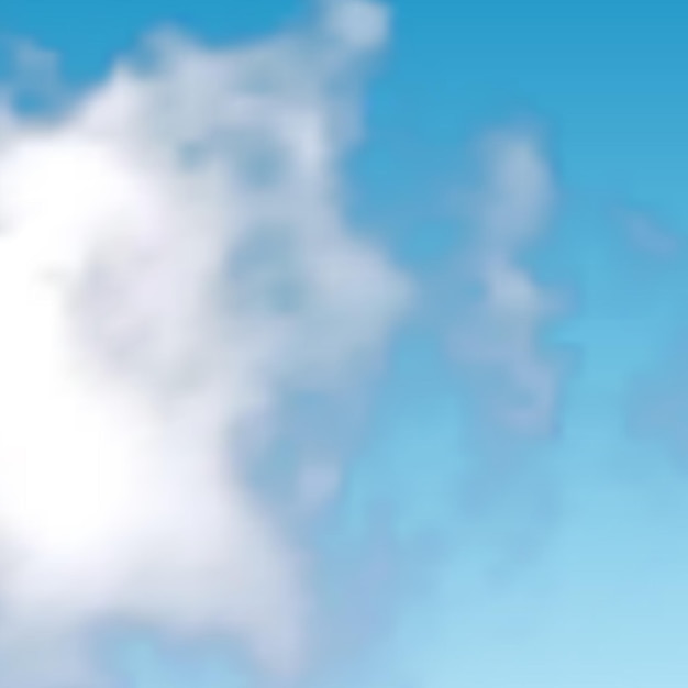 Sfondo naturale con nuvola su cielo blu Nuvola realistica su sfondo blu Illustrazione vettoriale