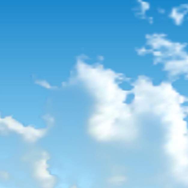Sfondo naturale con nuvole sul cielo blu. Nuvola realistica su sfondo blu. Illustrazione vettoriale