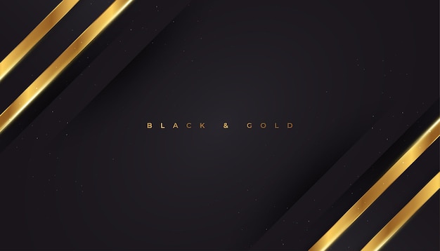 Sfondo nero e oro di lusso in stile taglio carta con effetto glitter e luce Sfondo nero e oro premium per la cerimonia di nomina del premio Invito formale o design del certificato