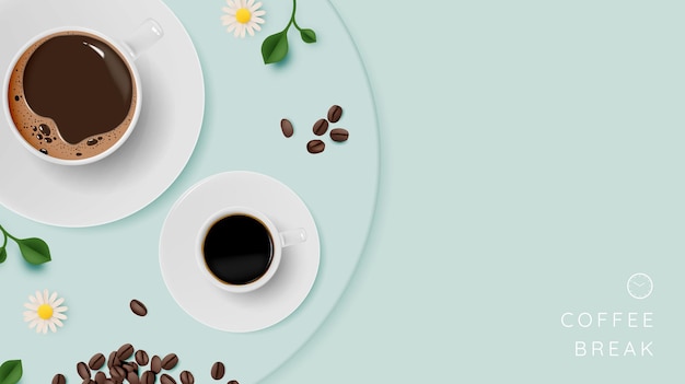 Sfondo pausa caffè con tazza di caffè e combinazione di colori pastello