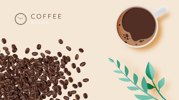 Sfondo pausa caffè con tazza di caffè e combinazione di colori pastello