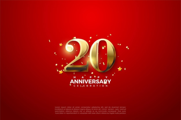 Sfondo per il 20 ° anniversario con figure in oro lucido