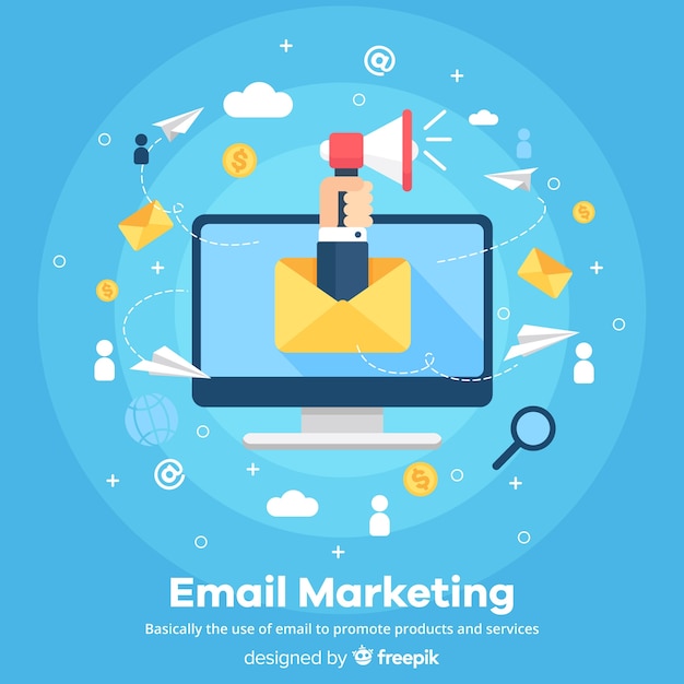 Sfondo piatto di marketing e-mail