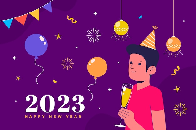 Sfondo piatto nuovo anno 2023