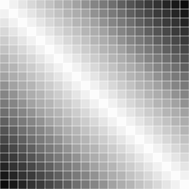 Sfondo pixel un gradiente dal nero al bianco smantellato per pixel quadrati il vettore del gradiente grigio a strisce diagonali