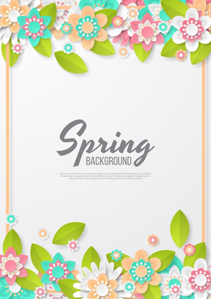 Vettore sfondo primavera con bel fiore colorato carta tagliata stile