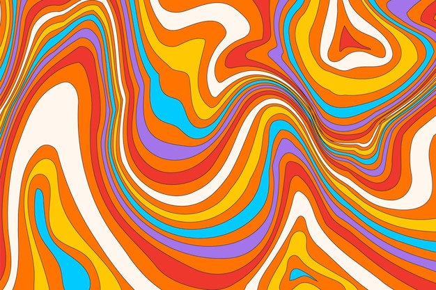 Sfondo psichedelico piatto groovy con design colorato