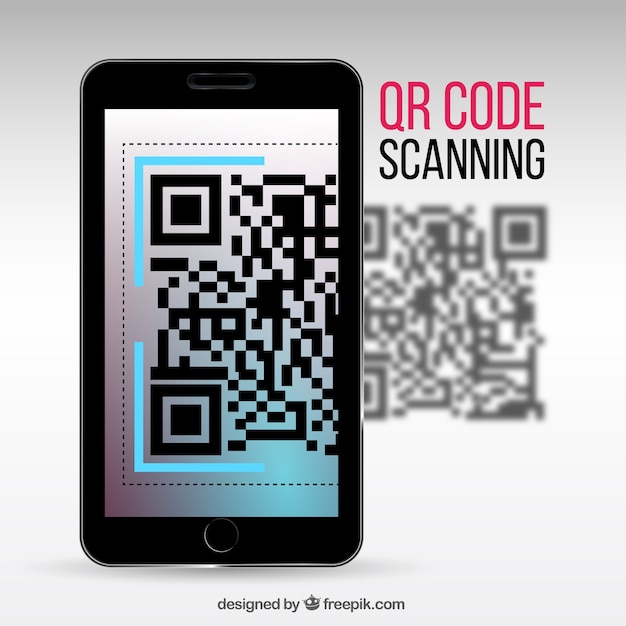 sfondo realistico della scansione cellulare il codice QR