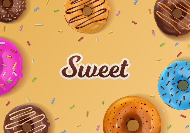 Sfondo realistico di ciambelle dolci