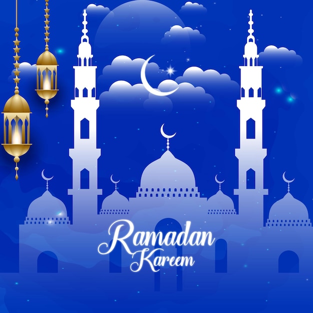 Sfondo realistico di Ramadan Kareem con mandala e moschea.