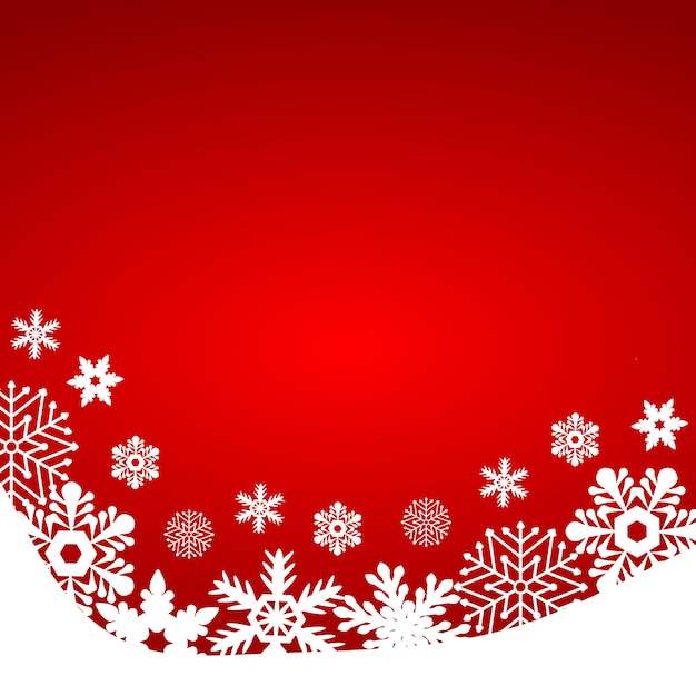 Sfondo rosso Natale con illustrazione vettoriale fiocchi di neve